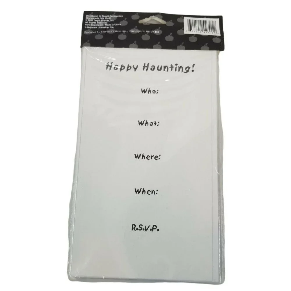 Halloween Party Invitations 12 Pack 2002 Target Ghosts Black White Hallmark Boo